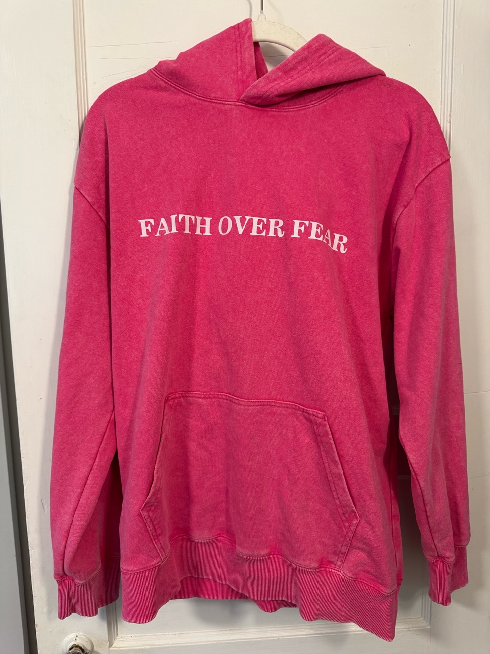 Faith Over Fear Pink Hooded Sweatshirt